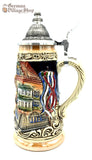 Beer Stein - Coloured Oktoberfest Beer Wagon 1/4L German beer stein with Oktoberfest fest scene and pewter lid. Featured in The German Village Shop Hahndorf South Australia