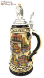Beer Stein - Rustic Coloured German cities & eagle with eagle lid 1L Beer Stein - Rustic Coloured German cities & eagle with eagle lid 1L