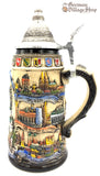 Beer Stein - Rustic German Cities with State Crests 1L Traditional German beer stein featuring state crests, eagle and pewter lid. featured in The German Village Shop Hahndorf South Australia