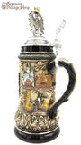 Beer Stein Traditional - 1/2 L Rustic/colour cities & pewter eagle lid German beer stein with rustic finish and pewter eagles featured in The German Village shop Hahndorf South Australia