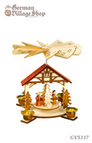 Wooden Christmas Pyramid - 19cm Nativity Haus German wooden Christmas pyramid, Christmas decorations, Christmas pyramid with fan, spinning top, nativity pyramid