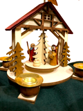 Wooden Christmas Pyramid - 19cm Nativity Haus German wooden Christmas pyramid, Christmas decorations, Christmas pyramid with fan, spinning top, nativity pyramid