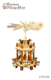 Wooden Christmas Pyramid - 30cm Traditional Nativity (2 tiered) German wooden Christmas pyramid, Christmas decorations, Christmas pyramid with fan, spinning top, nativity pyramid