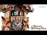 Cuckoo Clock Quartz - Musical Traditional with Bird and Maple Leaves Video of battery operated cuckoo clock with Coo Coo call with music