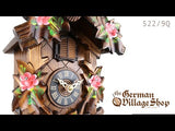 Cuckoo Clock Quartz - Traditional Hand Painted Pink Flowers Video of battery operated cuckoo clock with Coo Coo call