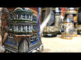 Beer Stein - Coloured Oktoberfest Beer Wagon 1/4L German beer stein with Oktoberfest fest scene and pewter lid. Featured in The German Village Shop Hahndorf South Australia
