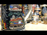 Beer Stein - Coloured German Eagle and Cities 1/2 L German Beer stein with cobalt blue finish and pewter lid. Featured in The German Village Shop Hahndorf South Australia