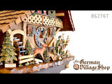 Cuckoo Clock Mechanical 8 Day - Hones Chalet with Hunter and Deer Video showing Coo Coo call and moving parts of German Cuckoo Clock 8 day mechanical Hones chalet from the black forest hunter with hand carved wooden deer and stag figurines