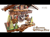 Cuckoo Clock Quartz - Shingle Roof Chalet with Trees and Deer Video of battery operated cuckoo clock with Coo Coo call  458Q