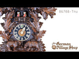 Cuckoo Clock Mechanical 8 Day - Hones Traditional With Bears Video of German Cuckoo Clock 8 day mechanical Hones from the black forest  featuring oak leaves and hand carved bears