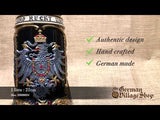 Beer Stein - Rustic Coloured German cities & eagle with eagle lid 1L Beer Stein - Rustic Coloured German cities & eagle with eagle lid 1L