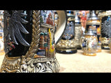 Beer Stein Traditional - 1/2 L Rustic/colour cities & pewter eagle lid Video featuring German beer stein with rustic finish and pewter eagles featured in The German Village shop Hahndorf South Australia