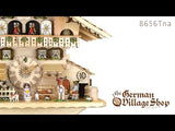 Cuckoo Clock Mechanical 8 Day - Hones Nautral Timber Chalet German Cuckoo Clock 8 day mechanical Hones chalet from the black forest with natural timber, alpine horn player and farmer milking cow. Video showing coo coo call and music and moving figurines.