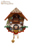 Kuckoolino - Hand Painted Chalet with Brass Pendulum and Rotating Dancers Kuckoolino - Hand Painted Chalet with Brass Pendulum and Rotating Dancers