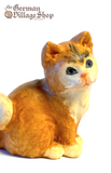 Wooden Figurine - Orange Cat Sitting German wooden figurine, hand carved wooden figurine, wooden decoration, cuckoo clock figurine