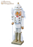 Nutcracker - 35cm White Gold King Staff Nutcracker - 35cm White Gold King Staff