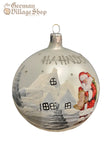 Glass Bauble - Pearl with Santa in Village