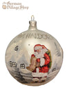 Glass Bauble - Pearl with Santa in Village