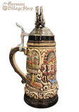 Beer Stein - Munich Oktoberfest with Horse Cart Pewter 1L