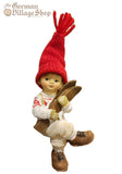 Christmas Decoration - Skier Doll Sitting Boy/Girl (13cm)