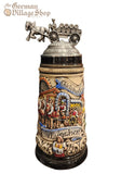 Beer Stein - Munich Oktoberfest with Horse Cart Pewter 1L