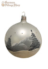 Glass Bauble - Pearl with Santa in Village