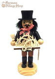 Smoker Figure Black Coat - Wooden Man with 3 Christmas Arches on Tray