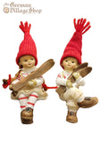Christmas Decoration - Skier Doll Sitting Boy/Girl (13cm)