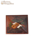 Wooden Music Box - Small Dark Brown with Violin