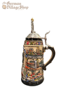Beer Stein - Rustic German City with Eagle Lid 1L