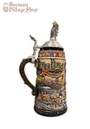 Beer Stein - Rustic German City with Eagle Lid 1L