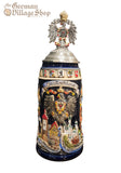 Beer Stein - Blue German city stein with eagle lid 1L