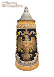 Beer Stein - Coloured German Crests with Gold Eagle 1/4L