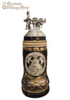 Beer Stein - Black rustica firefighter with pewter lid 1/2 L