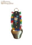 Cow Bell - Brass with detail 17cm embroided leather strap