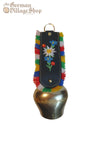 Cow Bell - Brass with detail 21cm embroided leather strap