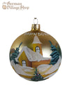 Glass Bauble - Gold with Alpine Scene