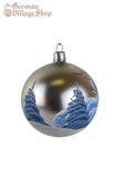 Glass Bauble - Silver with Snowy Scene