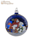 Glass Bauble - Blue with Snowmen