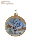 Glass Bauble - Gold with circle scene