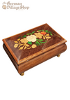 Wooden Music Box - Medium, Dark with flowers