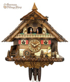 German Cuckoo Clock 1 day mechanical black forest chalet with music and moving beer drinker