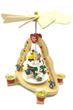 WOODEN SMALL PYRAMID WITH LOVE HEARTS AND WINTER SCENE 4 CANDLES