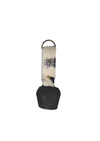 Alpine cowbell German cowbell genuine cow hide brass bell. cream and black cow hide and rustic bell