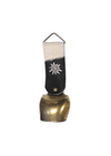 Alpine cowbell German cowbell genuine cow hide brass bell. Black and white cow hide