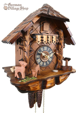 German Cuckoo Clock 1 day mechanical black forest chalet with deers