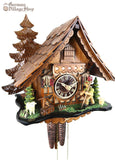 German Cuckoo Clock 1 day mechanical black forest chalet with moving shepherd