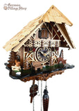 German Cuckoo Clock battery operated black forest chalet with forest scene