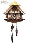 German Cuckoo Clock battery operated black forest chalet with forest scene