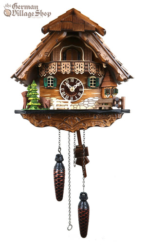 German Cuckoo Clock battery operated black forest chalet with deers